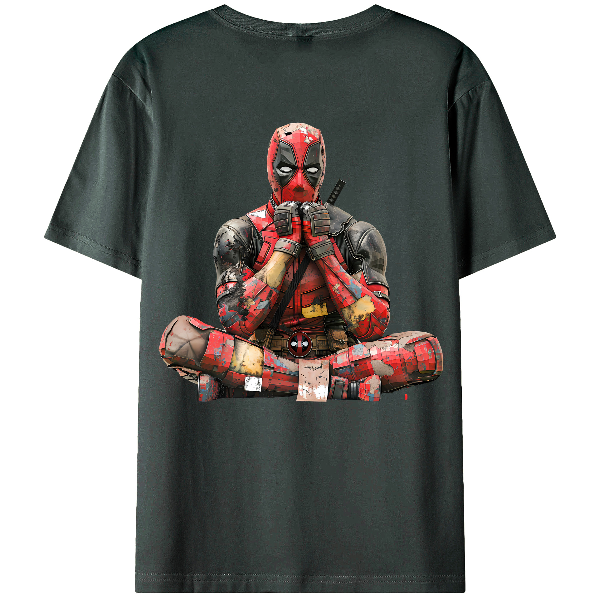 （画像用） Deadpool デッドプール 綿100％ メンズ半袖Tシャツ（バックプリント） 通気性